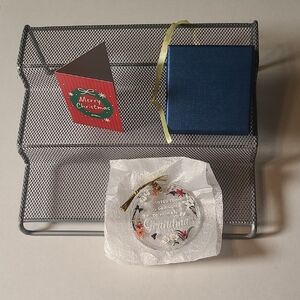 Elegant Gold and White Holiday Grandma Ornament NIB With Holiday Card